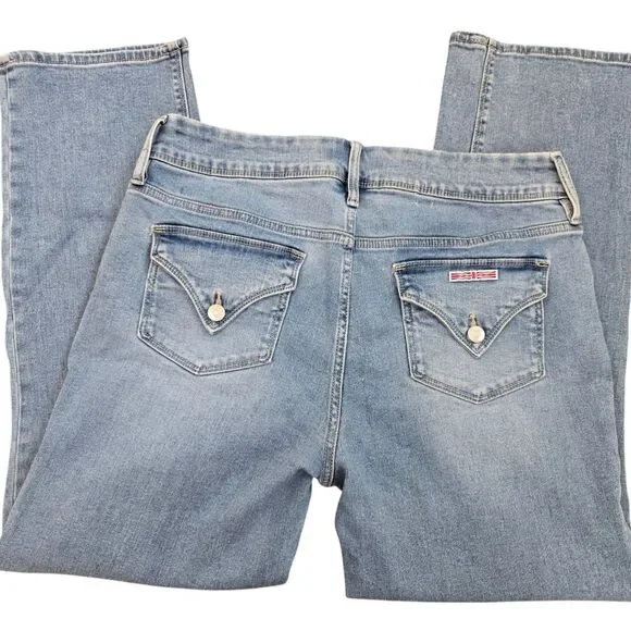 Hudson Jeans Womens 12 Blue Lighter Wash Straight Leg Stretch Denim Flap Pockets - Picture 14 of 14